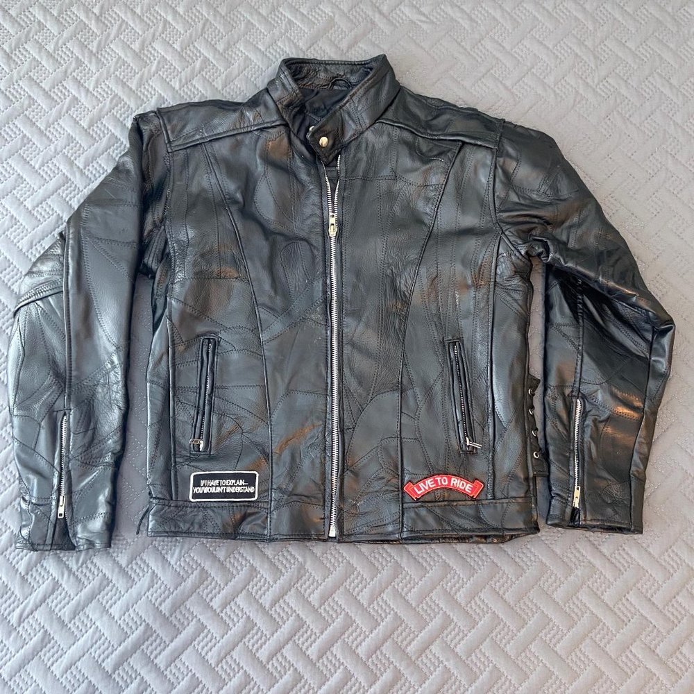Diamond Plate Buffalo Leather Men's Black Leather